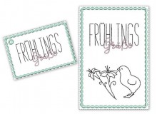 Stickdatei - Postkarte ITH Ostern "Frühlingsgrüße" Küken